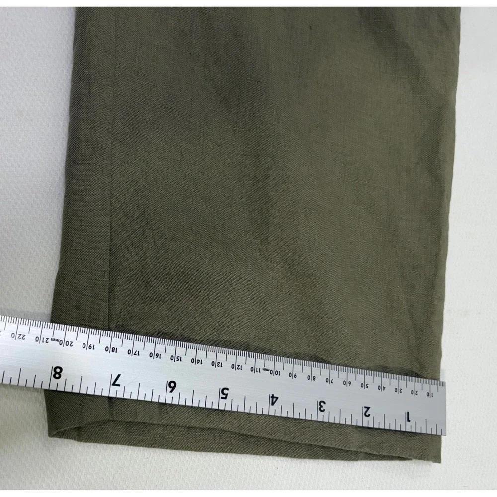 Zara Womens Olive Green Linen Blend Utility Button Front Jumpsuit Size M